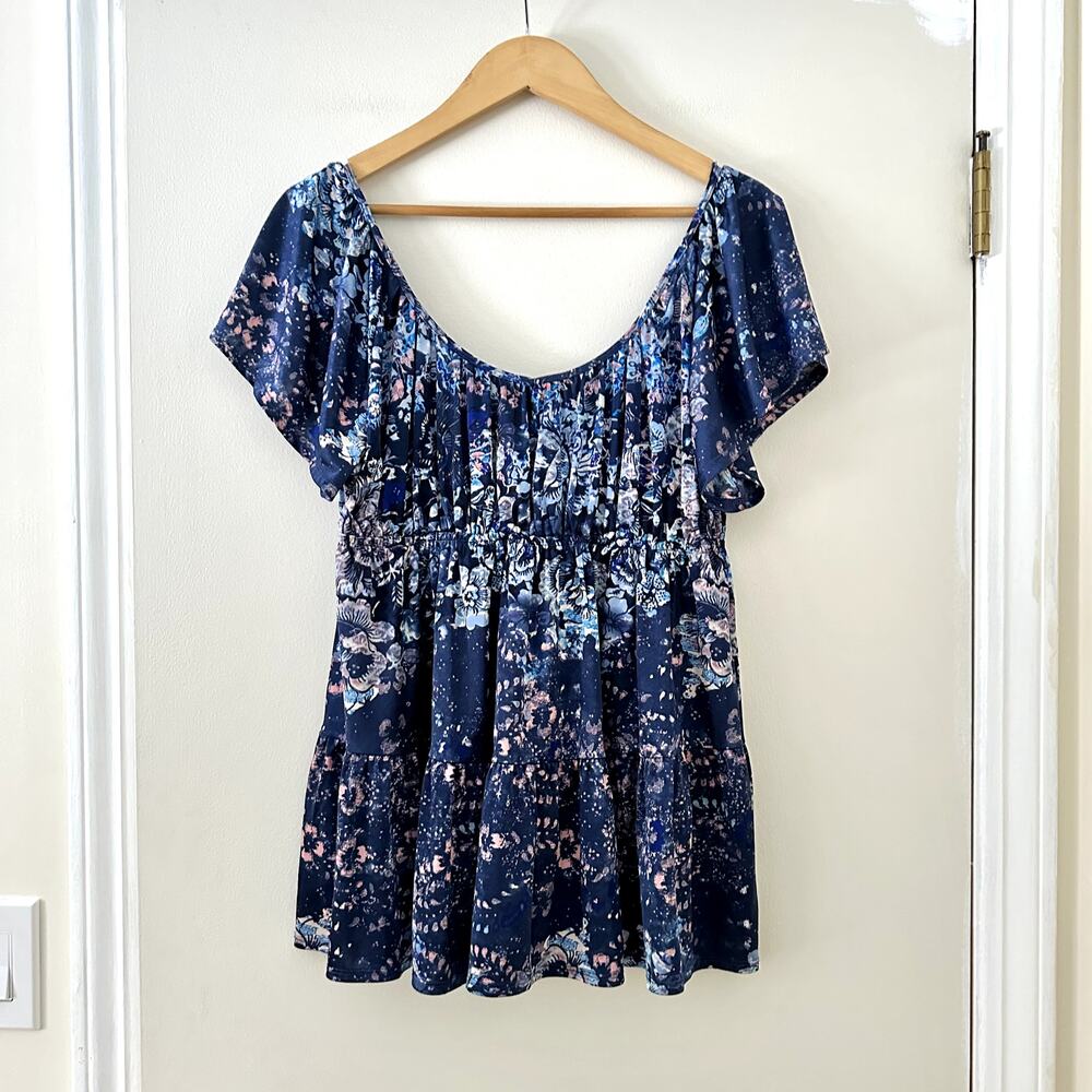 Free People Sun Kissed Boho Babydoll Top Sz M - Picture 5 of 5